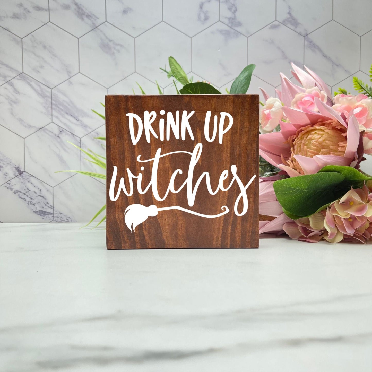 Drink up witches Wood Sign, Halloween Wood Sign, Halloween Home Decor, Spooky Decor