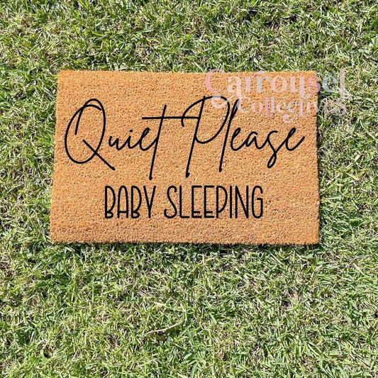 Quiet please, baby sleeping doormat, custom doormat, personalised doormat, door mat