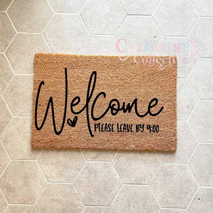 Welcome please leave by 9 doormat, custom doormat, personalised doormat, door mat