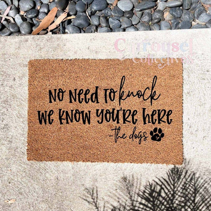 No need to knock doormat, custom doormat, personalised doormat, door mat