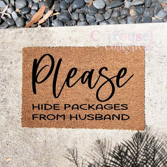 Please hide packages doormat, custom doormat, personalised doormat, door mat