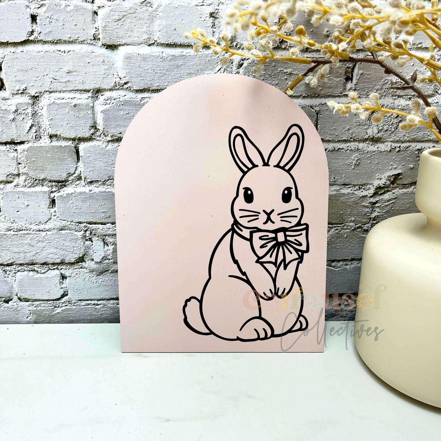 Bow tie Boy Bunny line art acrylic sign, acrylic decor sign, decorative decor