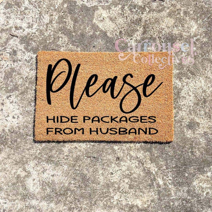 Please hide packages doormat, custom doormat, personalised doormat, door mat