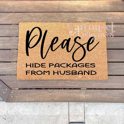 Please hide packages doormat, custom doormat, personalised doormat, door mat
