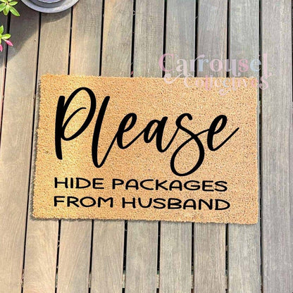 Please hide packages doormat, custom doormat, personalised doormat, door mat