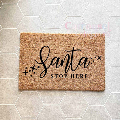 Santa Stop here doormat, custom doormat, personalised doormat, door mat