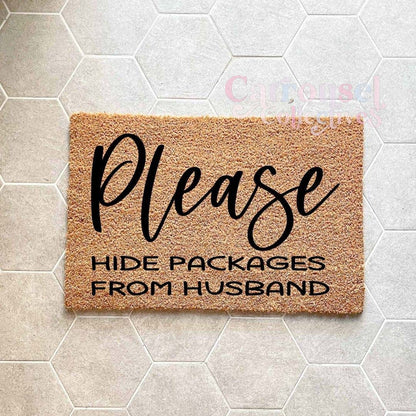 Please hide packages doormat, custom doormat, personalised doormat, door mat