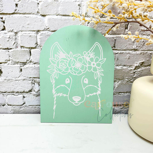 Floral fox line art acrylic sign, acrylic decor sign, decorative decor