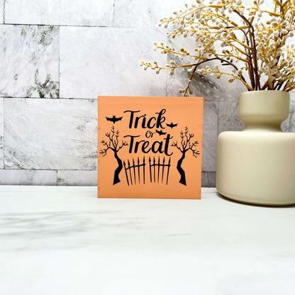 Trick or Treat Wood Sign, Halloween Wood Sign, Halloween Home Decor, Spooky Decor