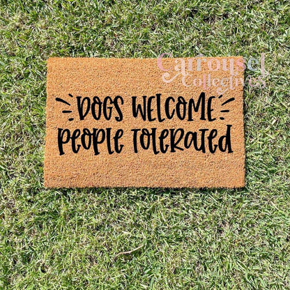 Dogs welcome doormat, custom doormat, personalised doormat, door mat