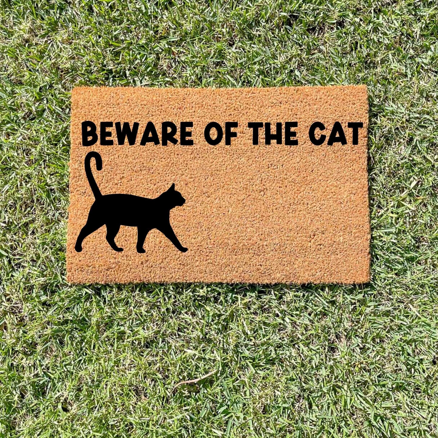 Beware of the cat doormat, custom doormat, personalised doormat, door mat