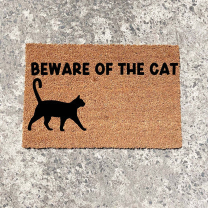 Beware of the cat doormat, custom doormat, personalised doormat, door mat