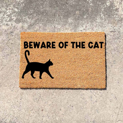 Beware of the cat doormat, custom doormat, personalised doormat, door mat