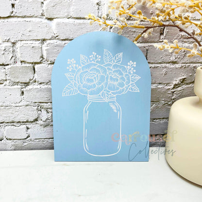 Floral Mason Jar line art acrylic sign, acrylic decor sign, decorative decor
