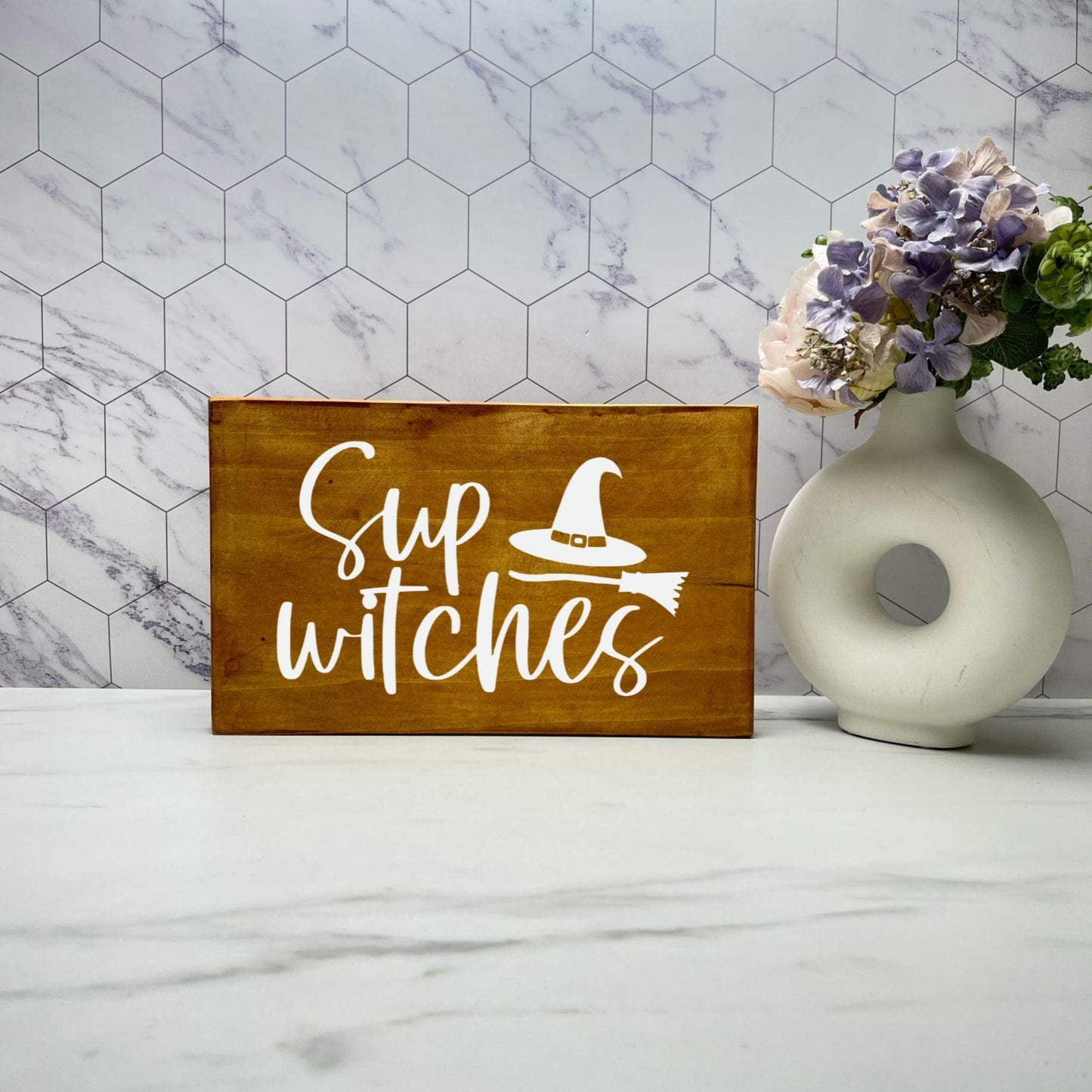 Sup witches Sign, Halloween Wood Sign, Halloween Home Decor, Spooky Decor