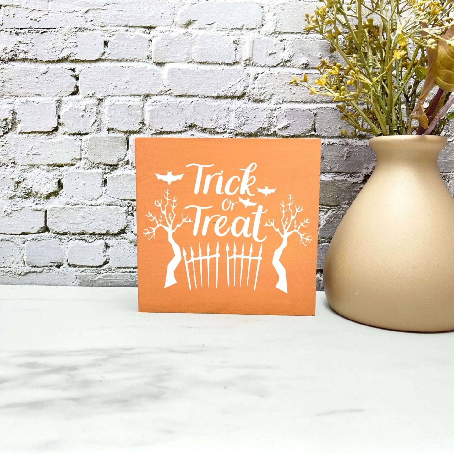 Trick or Treat Wood Sign, Halloween Wood Sign, Halloween Home Decor, Spooky Decor