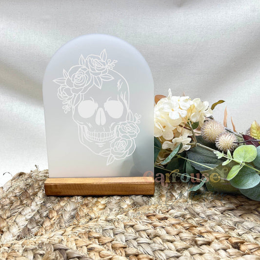 Floral skull line art acrylic sign, acrylic decor sign, decorative decor