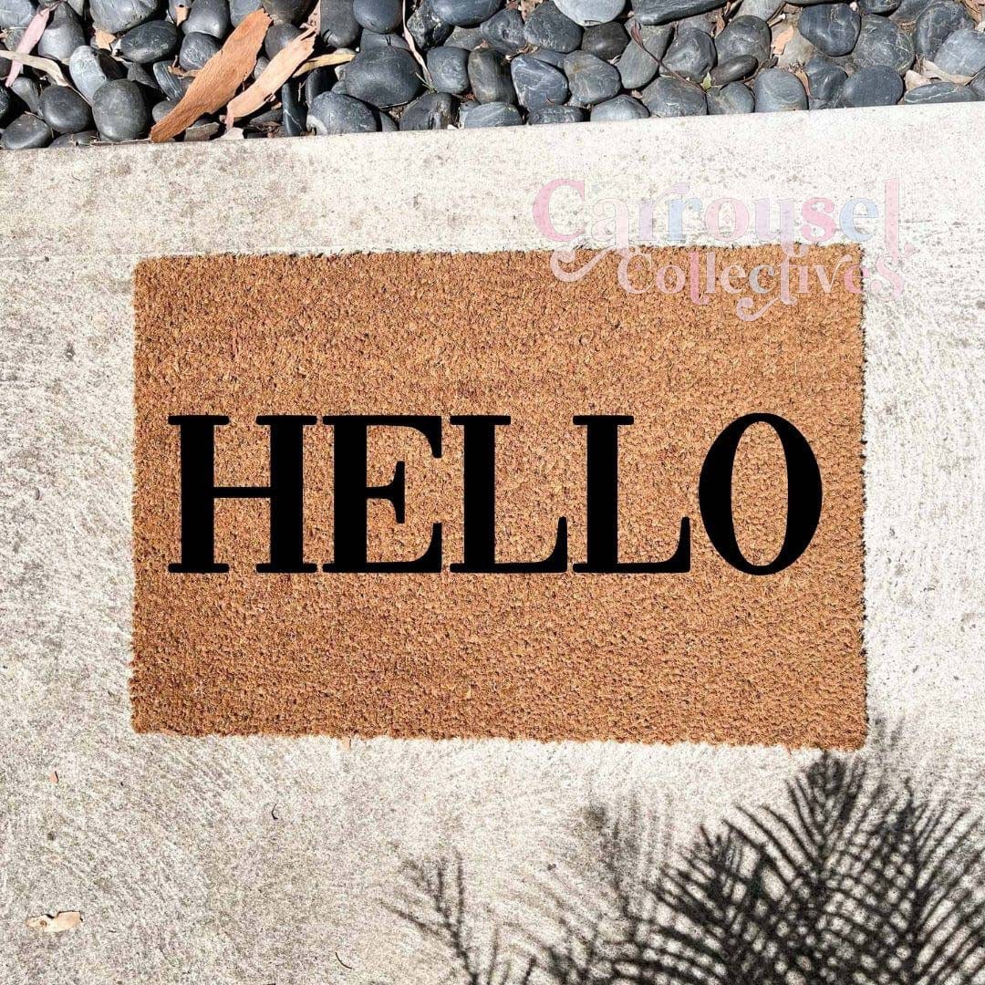 Hello doormat, custom doormat, personalised doormat, door mat