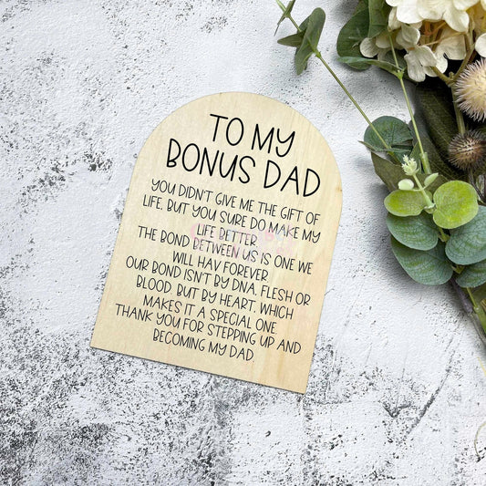 To my bonus dad sign, Fathers day gifts, printed fathers day signs, Gifts for dad s9