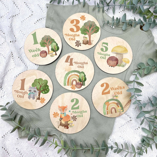 Woodland Animals newborn milestone discs, baby milestones, woodland animals, animals nursery, kids nursery