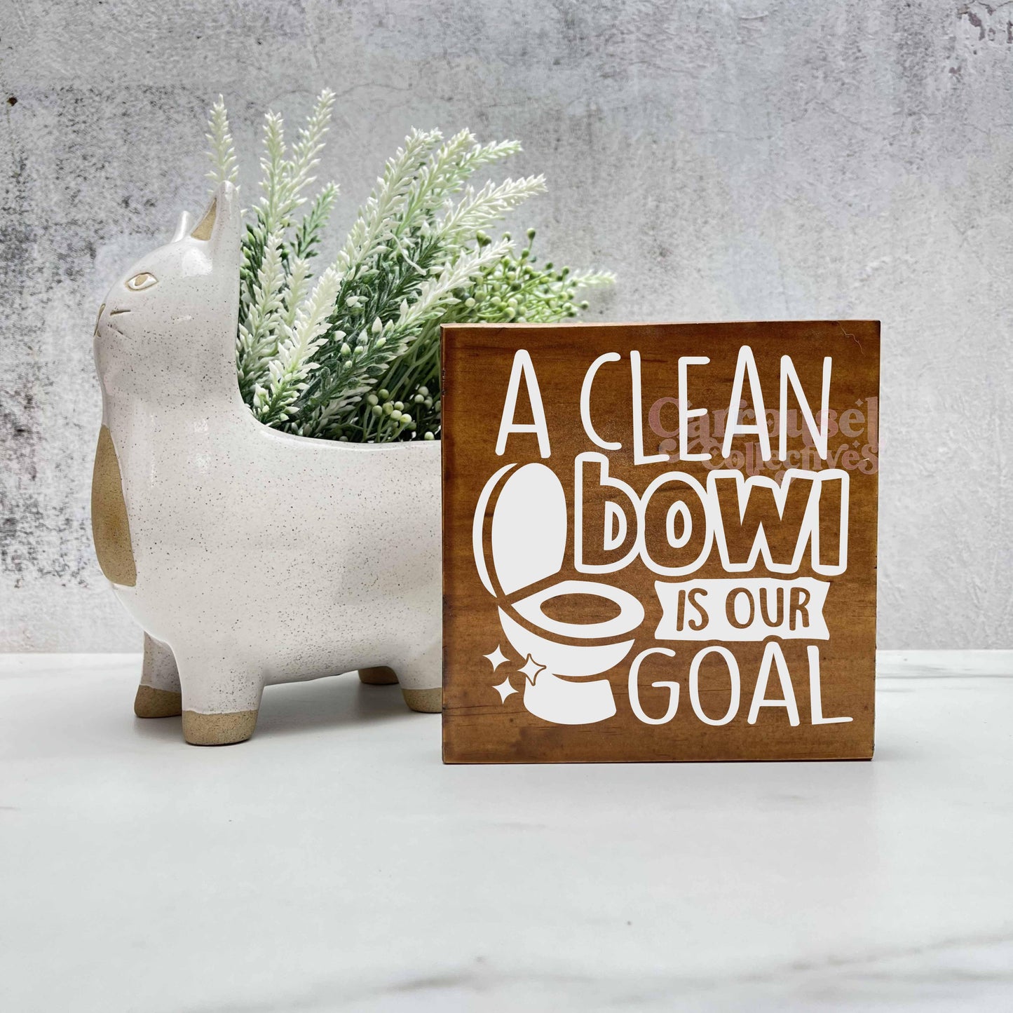 Clean Bowl is the Goal, Bathroom Wood Sign, Bathroom Decor, Home Decor