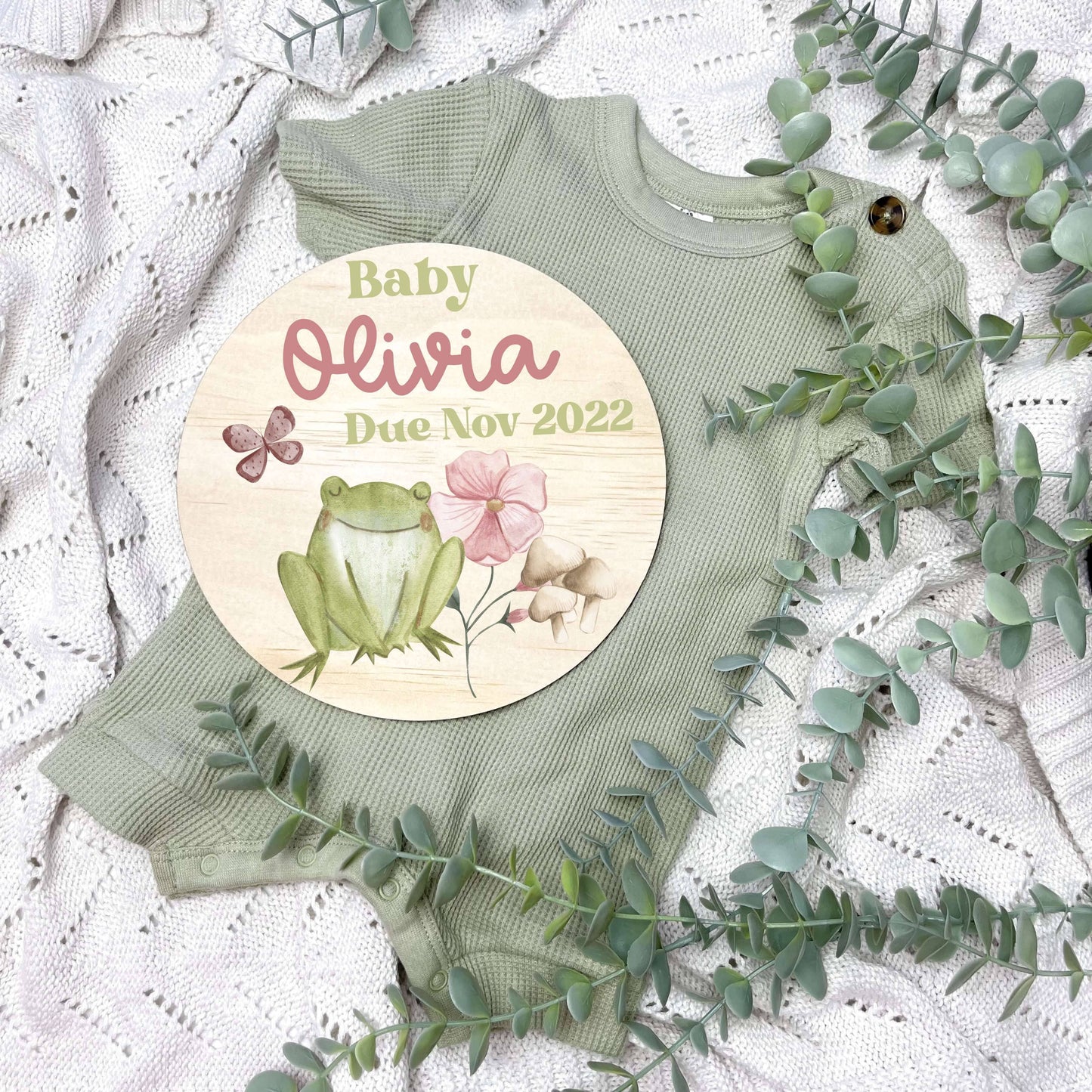 Pregnancy announcement disc, baby arrival sign, Fairy theme, fairy garden, girl nursery