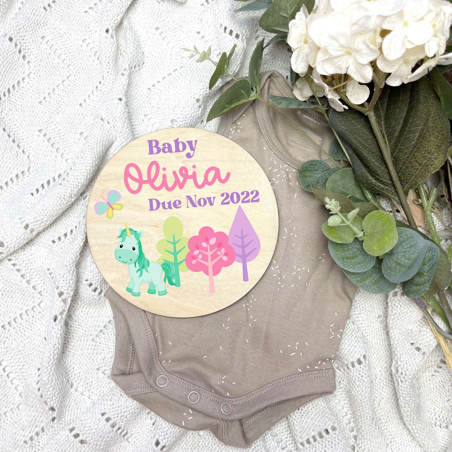 Pregnancy announcement disc, baby arrival sign, little pony nursery, ponies nursery, girls gift