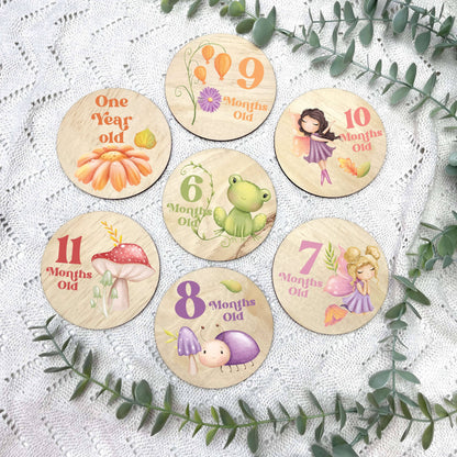 Fairies newborn milestone discs, baby milestones, Fairy theme, fairy garden, girl nursery