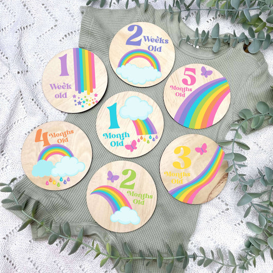 Rainbows newborn milestone discs, baby milestones, rainbow baby, rainbow nursery, IVF baby