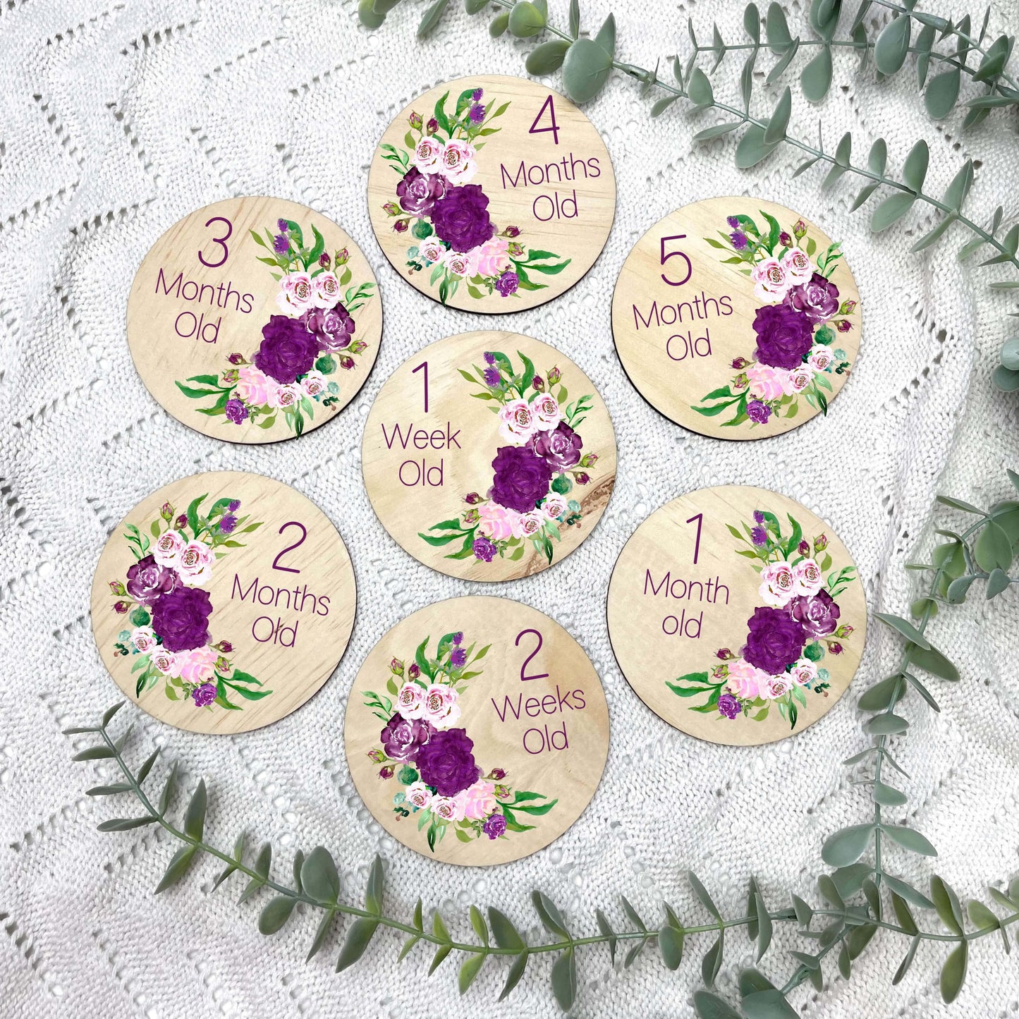 Floral newborn milestone discs, baby milestones, floral nursery, flowers, girls room