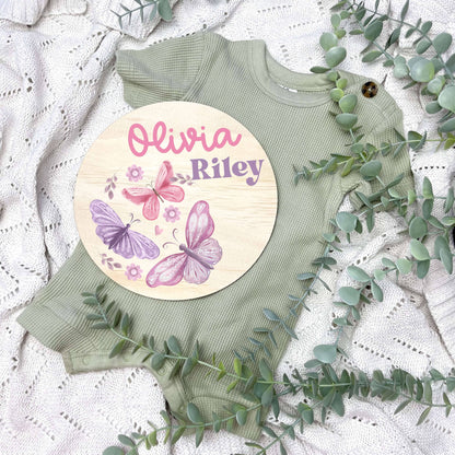 Baby name sign, child name sign, Butterflies, girl nursery, butterfly theme