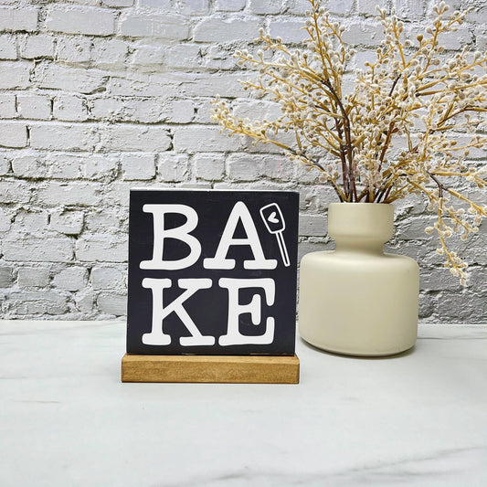 Bake sign, kitchen wood sign, kitchen decor, home decor