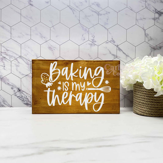 Baking is my therapy, kitchen wood sign, kitchen decor, home decor
