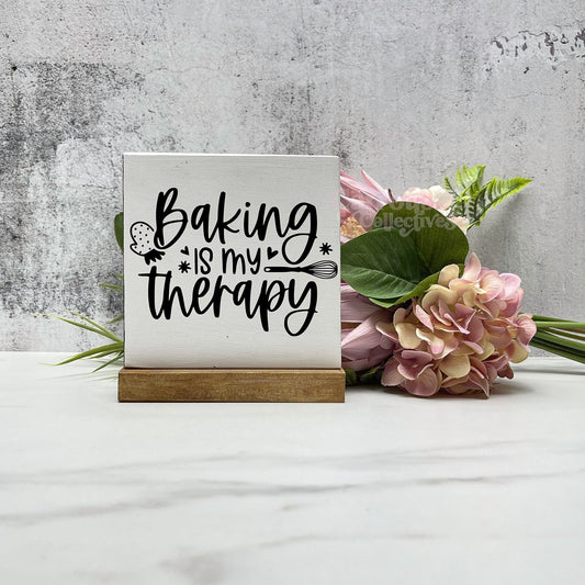 Baking is my therapy sign, kitchen wood sign, kitchen decor, home decor