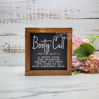 Booty call framed bathroom wood sign, bathroom decor, home decor