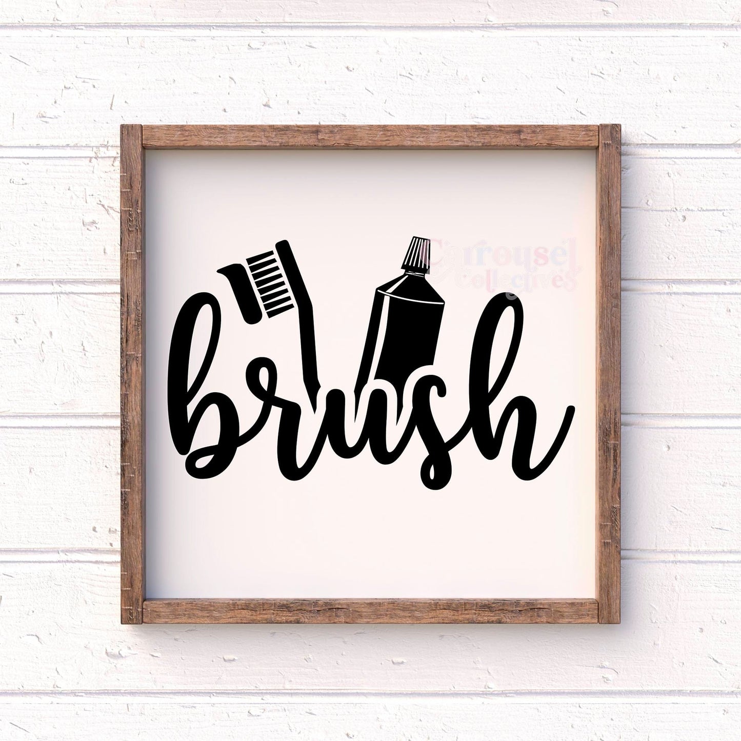 Brush your teeth framed bathroom wood sign, bathroom decor, home decor