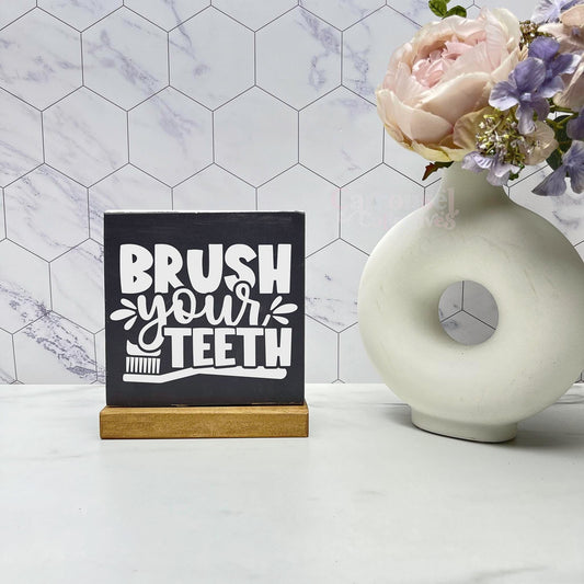 Brush your teeth wood sign, bathroom wood sign, bathroom decor