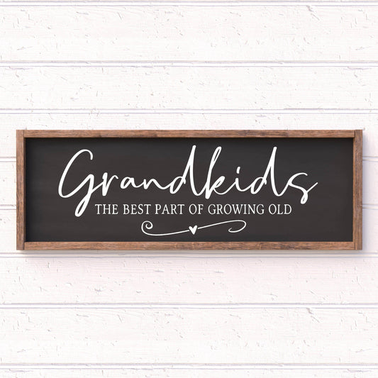 Grandkids, best part of growing old framed wood sign, farmhouse sign, rustic decor, home decor -