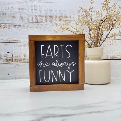 Farts are always funny framed bathroom wood sign, bathroom decor, home decor