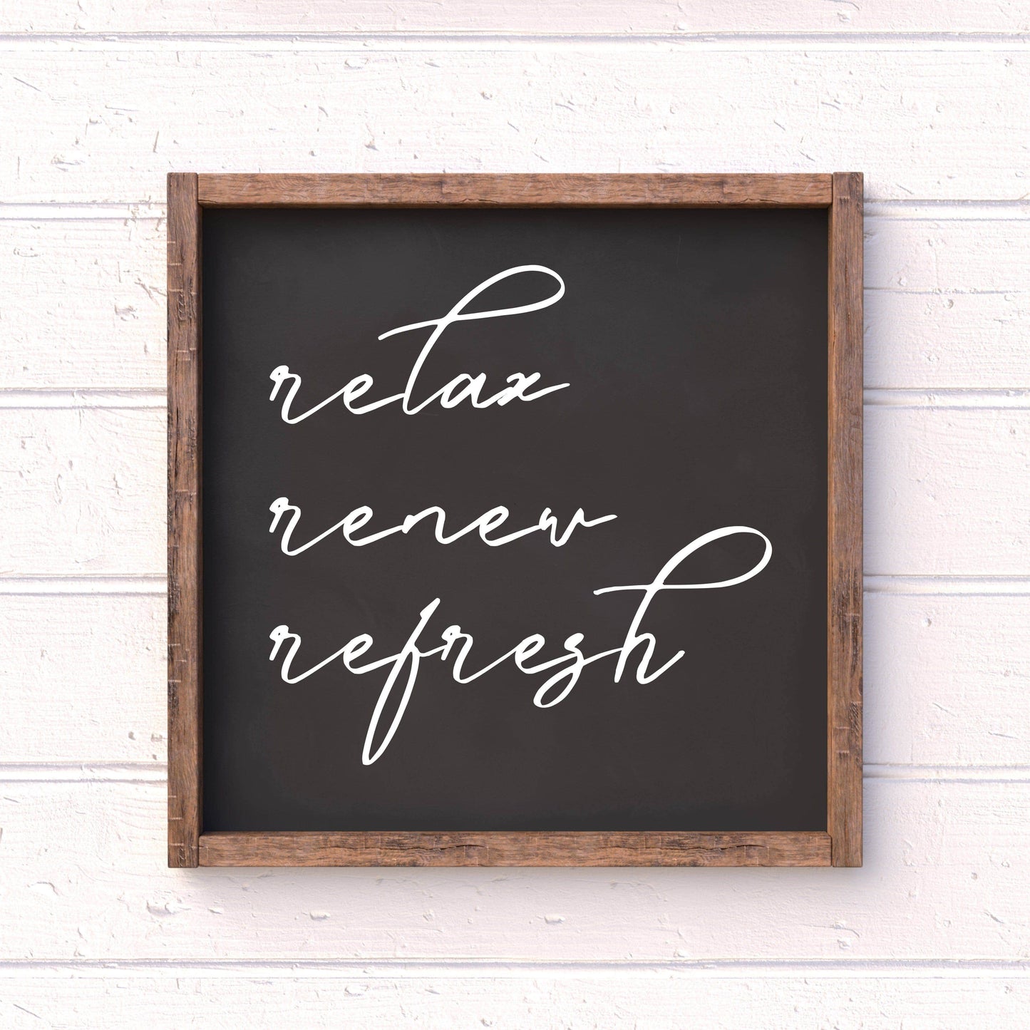 Relax Renew Refresh, framed bathroom wood sign, bathroom decor, home decor