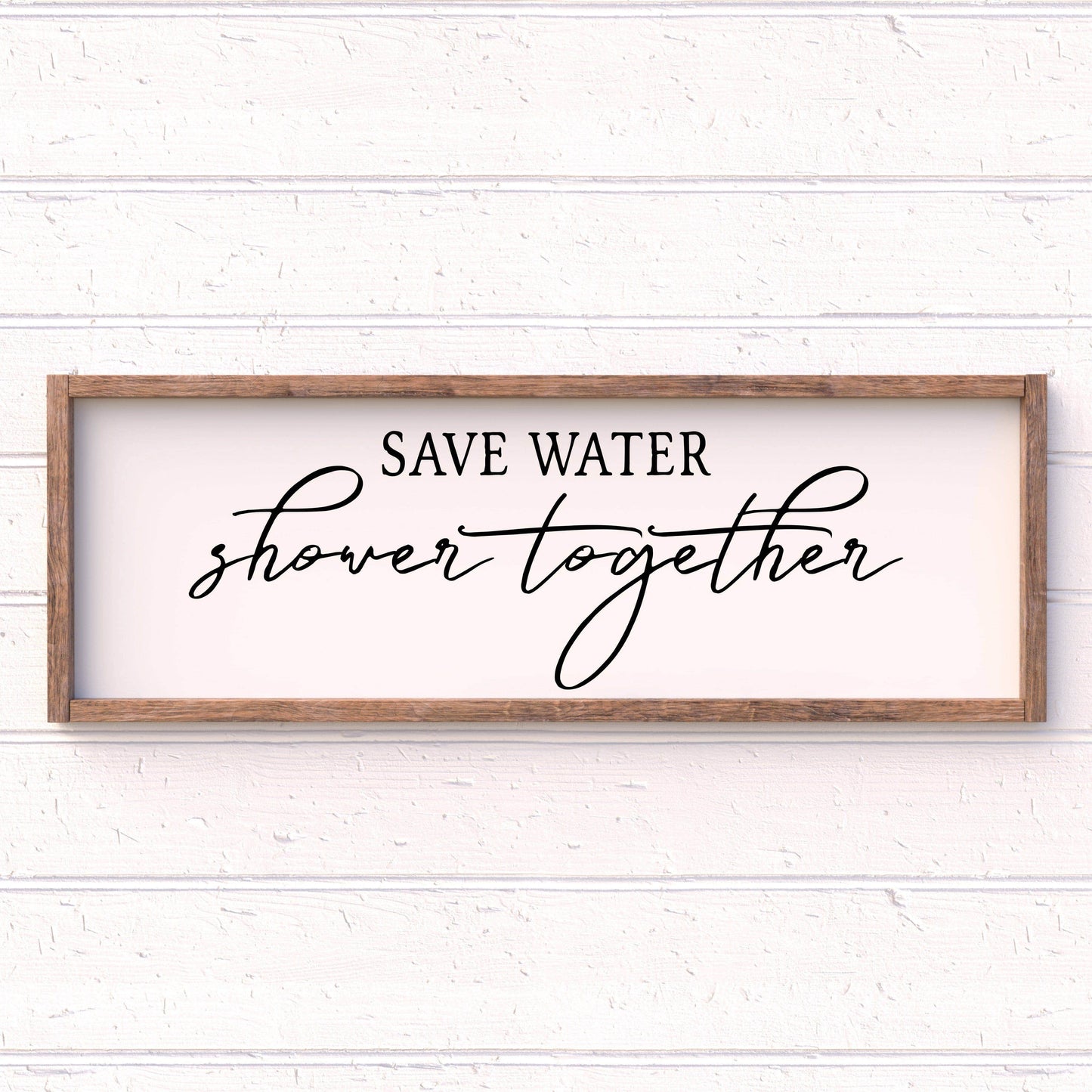 Save water, Shower Together -, framed bathroom wood sign, bathroom decor, home decor
