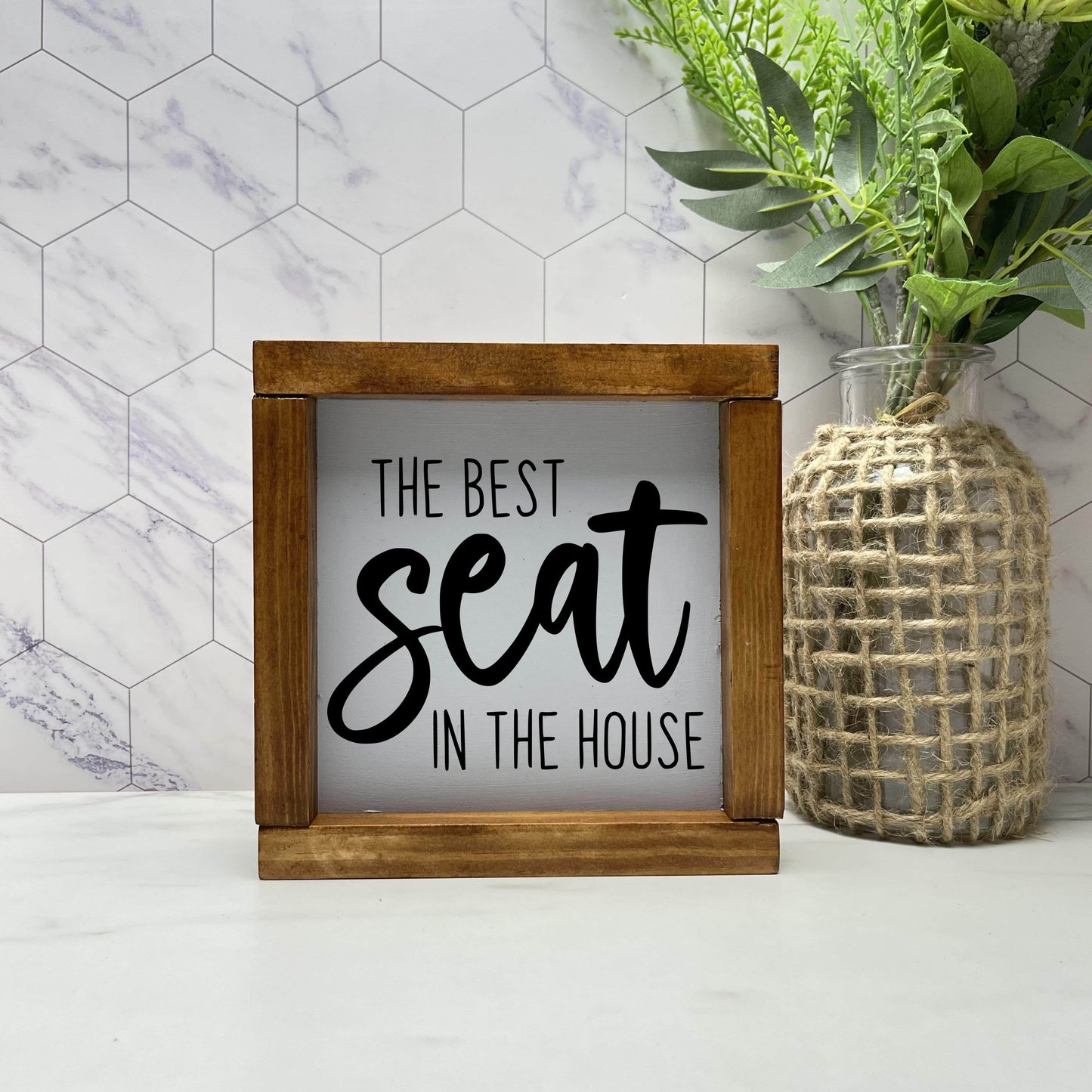 The best seat in the house, framed bathroom wood sign, bathroom decor, home decor