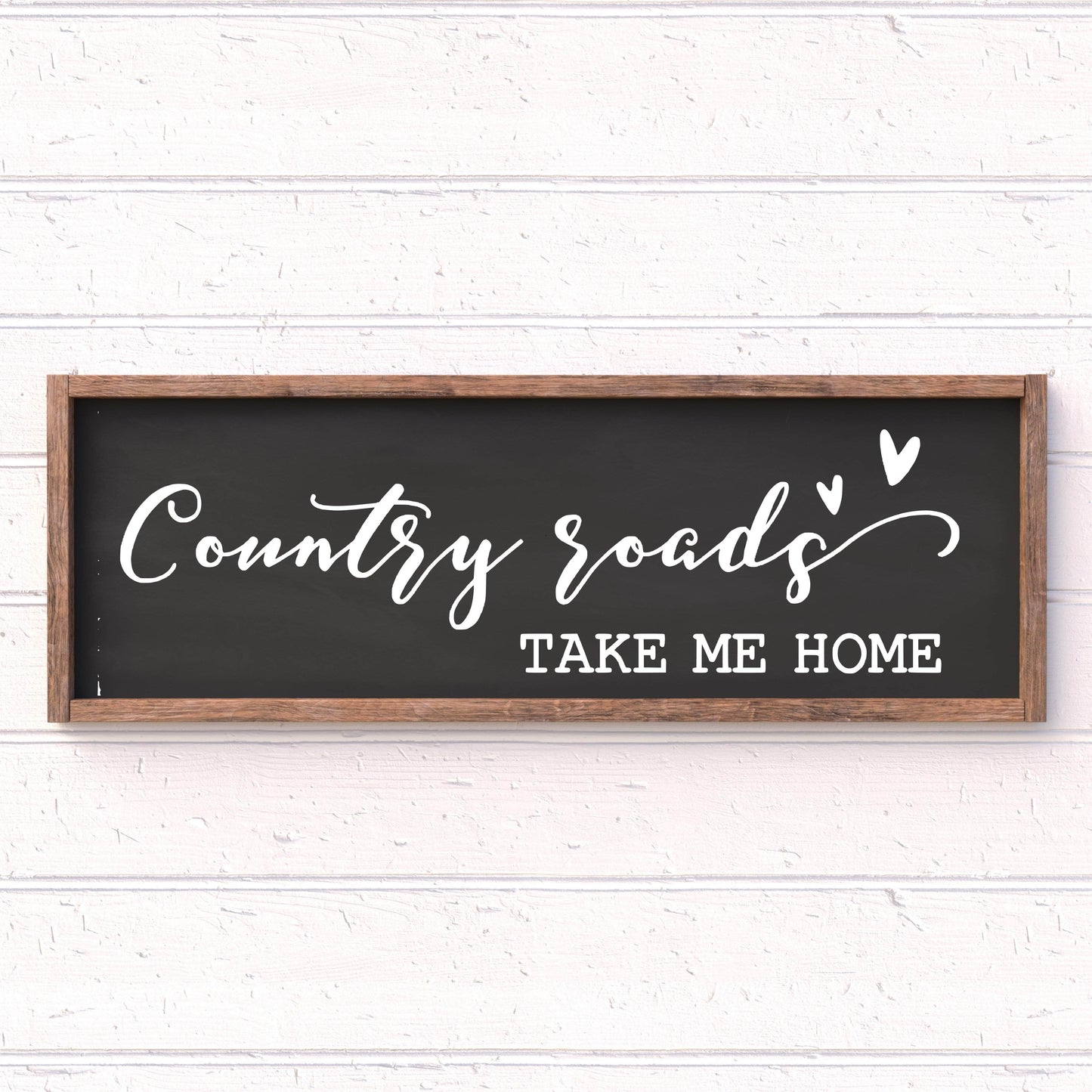 Country Roads take me Home framed wood sign, farmhouse sign, rustic decor, home decor