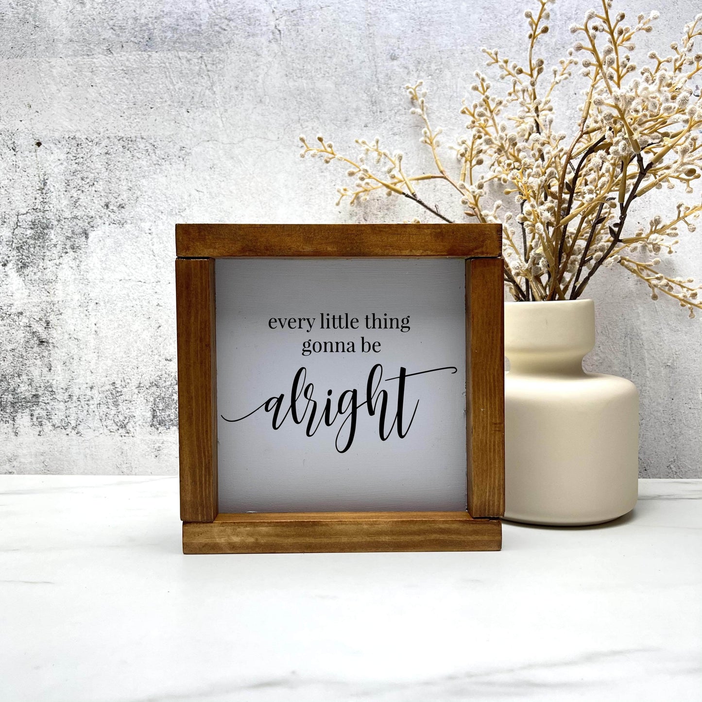 Every little thing is gonna be alright framed wood sign, farmhouse sign, rustic decor, home decor