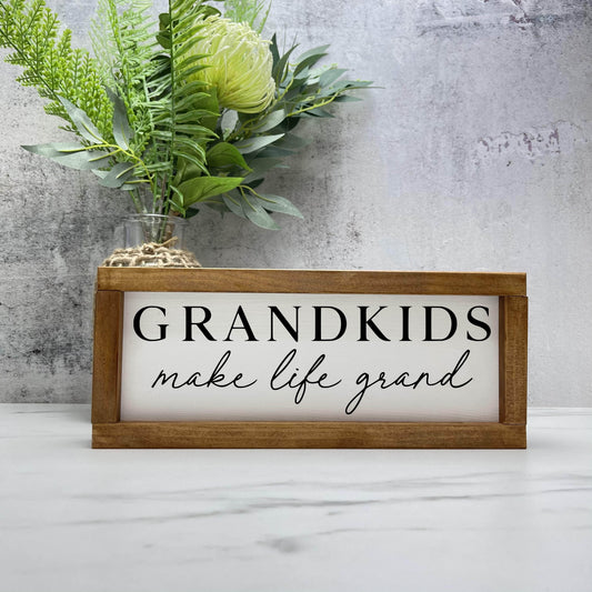 Grandkids make life grand framed wood sign, farmhouse sign, rustic decor, home decor