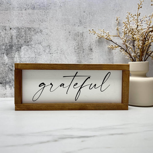 Grateful framed wood sign, farmhouse sign, rustic decor, home decor