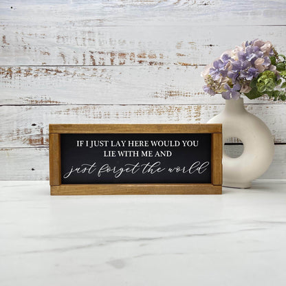 If I just lay here framed wood sign, farmhouse sign, rustic decor, home decor