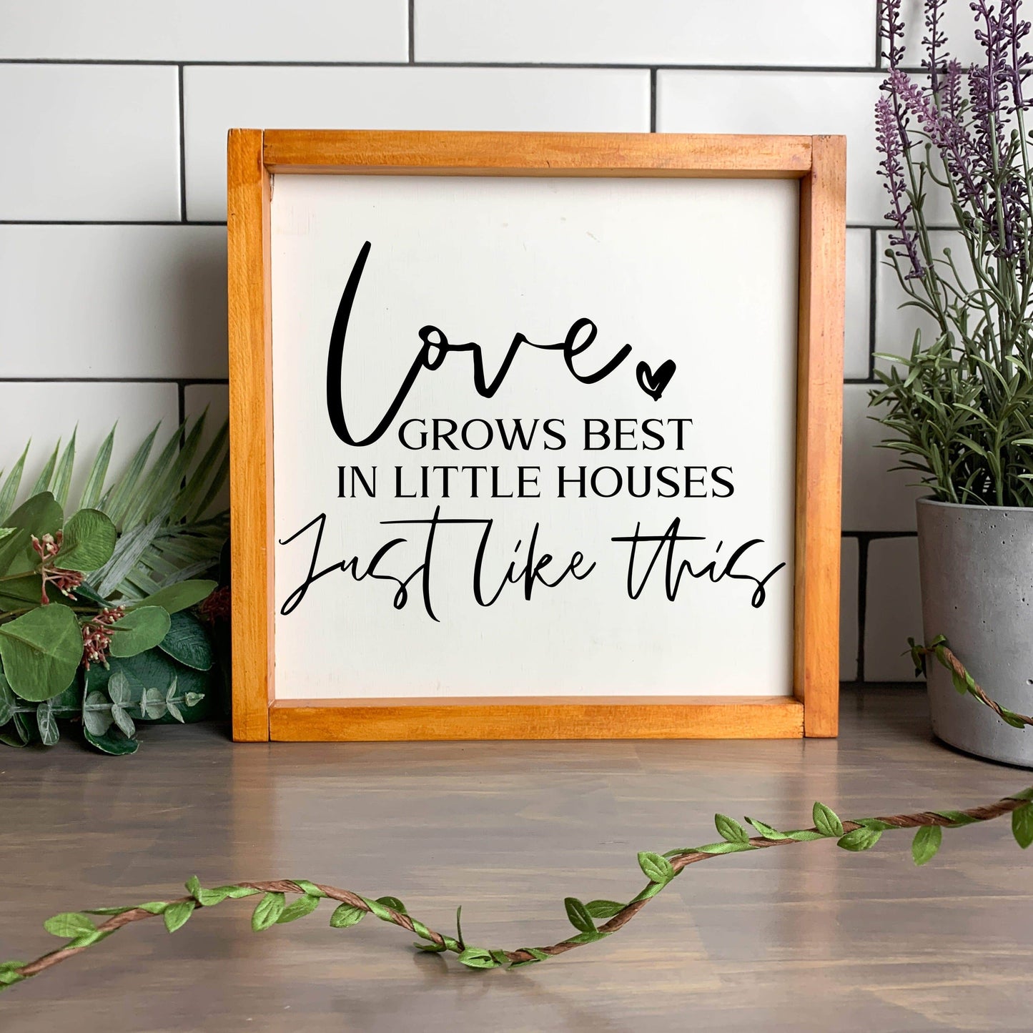Love Grows best in Little homes framed wood sign, farmhouse sign, rustic decor, home decor