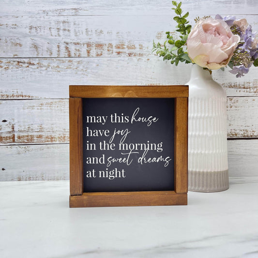May this house have joy framed wood sign, farmhouse sign, rustic decor, home decor