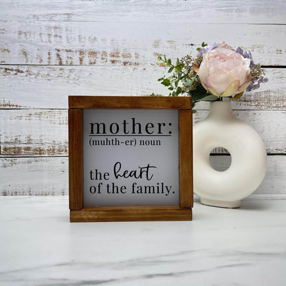 Mother noun framed wood sign, farmhouse sign, rustic decor, home decor
